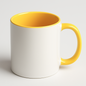 TAZA BLANCA, INTERIOR Y ASA AMARILLO 11OZ