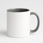 TAZA BLANCA, INTERIOR Y ASA GRIS 11OZ