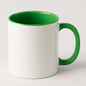 TAZA BLANCA, INTERIOR Y ASA VERDE 11OZ