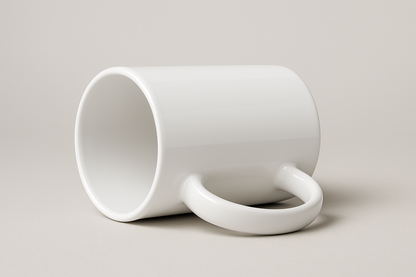 TAZA DE CERAMICA BLANCA PARA SUBLIMAR ACOSTADA